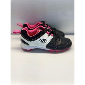 RAWLINGS YOUTH CLUB HOUSE Cleats Shoes /SIZE 1.5 /5561GBKPK - Black/Pink